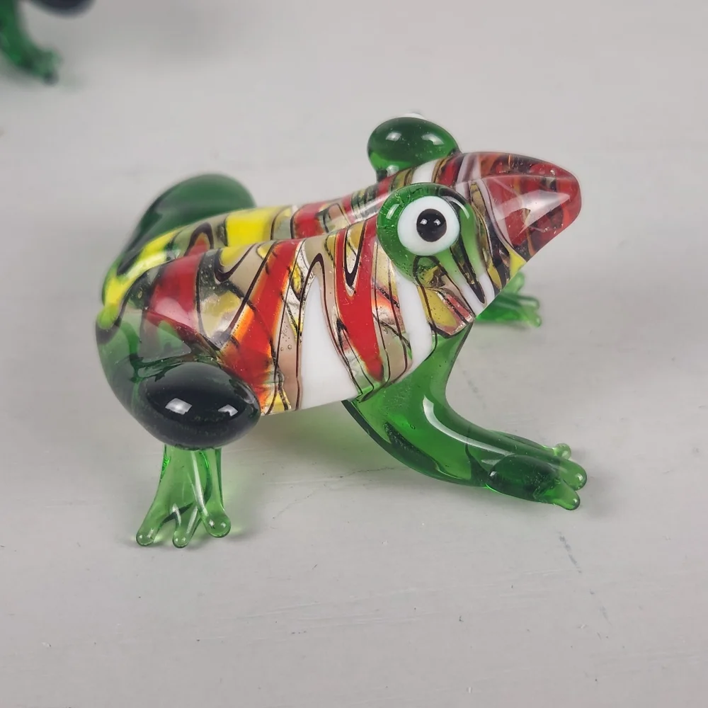 Lampwork Handblown Art Glass Frog Amphibian Figurine Pier One Multi Color Frog